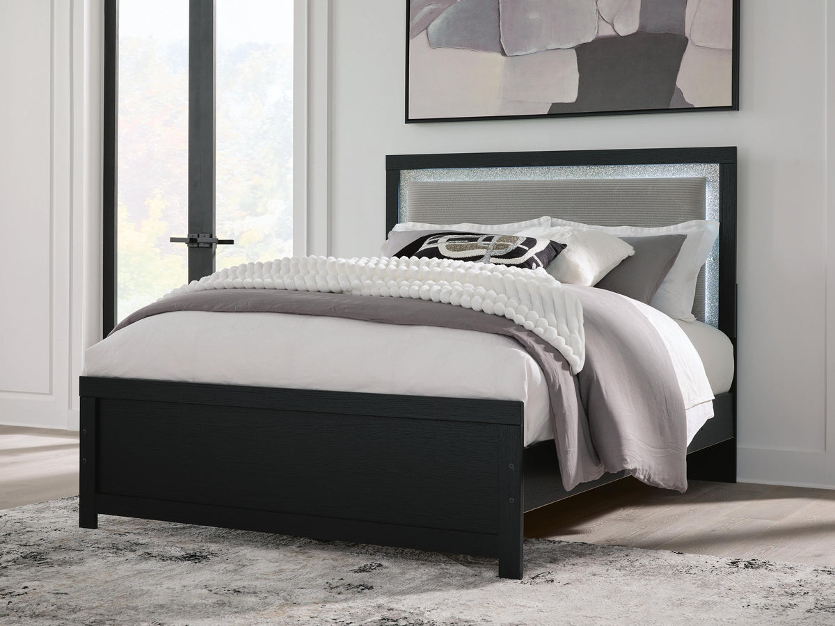 Maeling Upholstered Panel Bed - Black, Queen