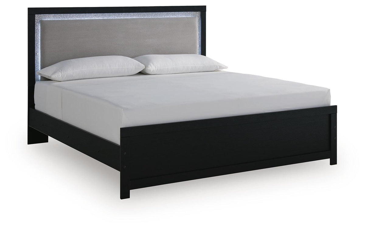 Maeling Upholstered Panel Bed - Black, King