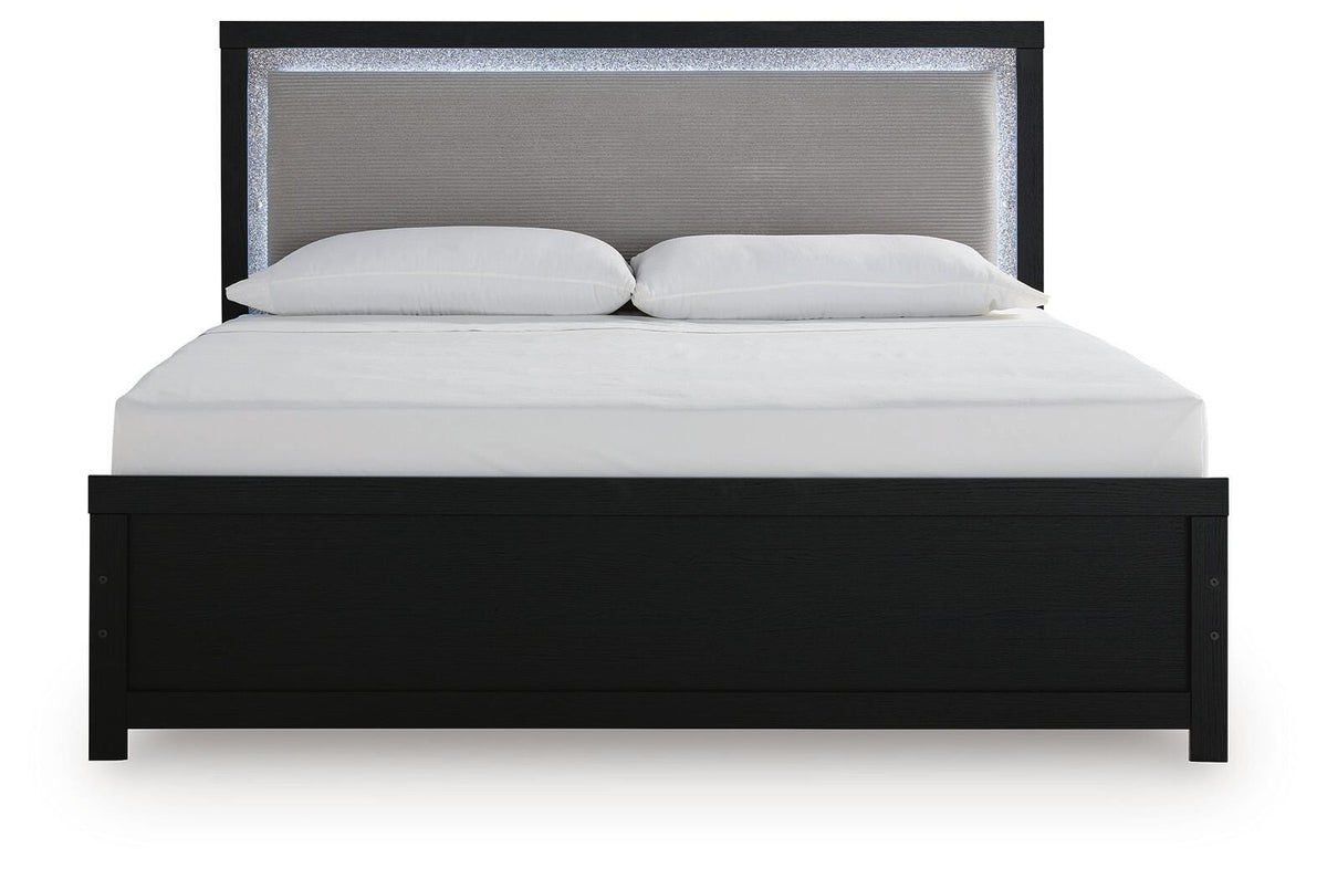 Maeling Upholstered Panel Bed - Black, King