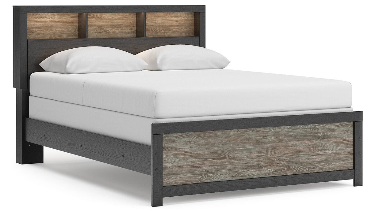 Broachmyn Queen Bookcase Panel Bed, Dresser and Nightstand