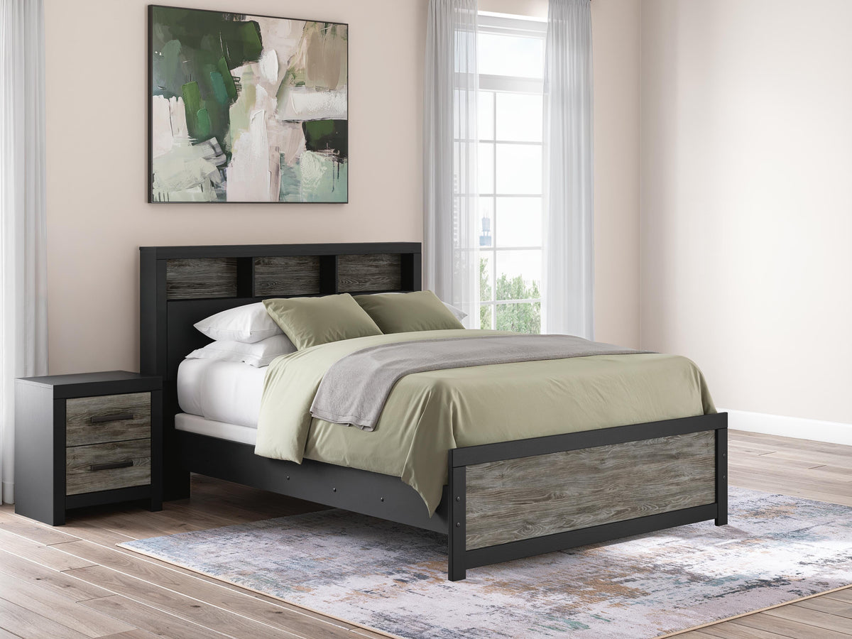 Broachmyn Queen Bookcase Panel Bed, Dresser and Nightstand