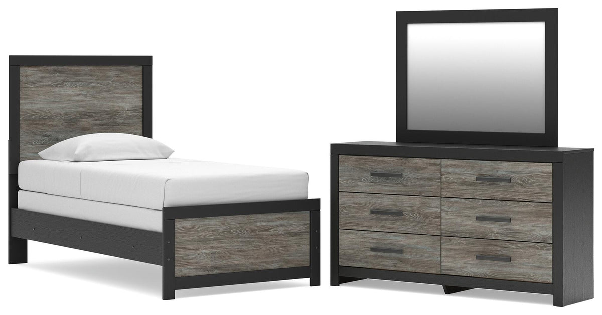 Broachmyn Twin Panel Bed, Dresser and Mirror