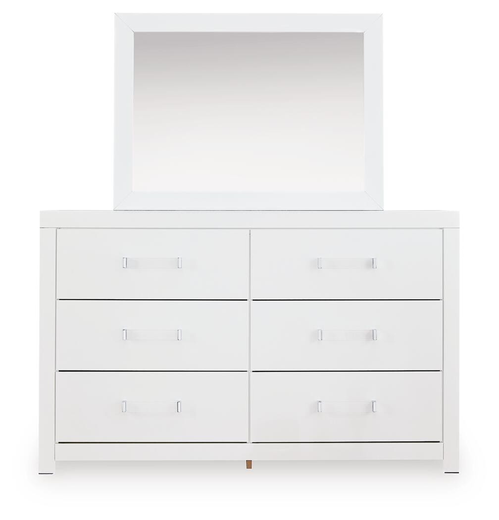 Maeling Twin Upholstered Panel Bed, Dresser and Mirror