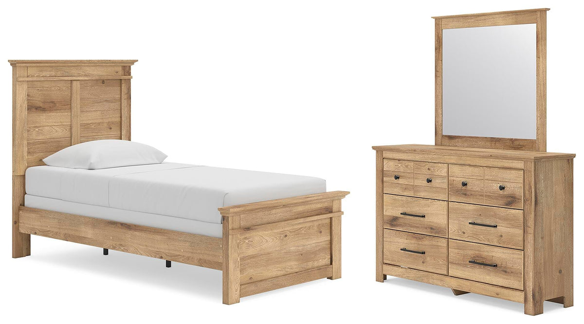 Makidern Twin Panel Bed, Dresser and Mirror
