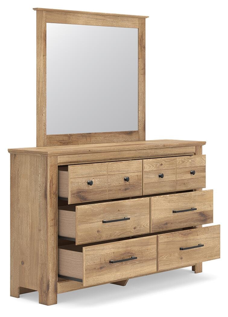 Makidern Twin Panel Storage Bed, Dresser and Mirror