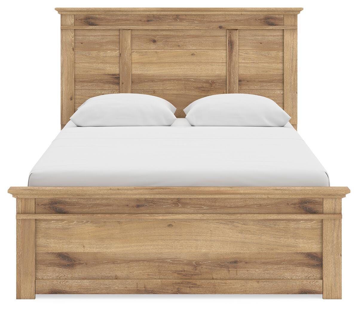 Makidern Queen Panel Bed with Storage, Dresser and Mirror