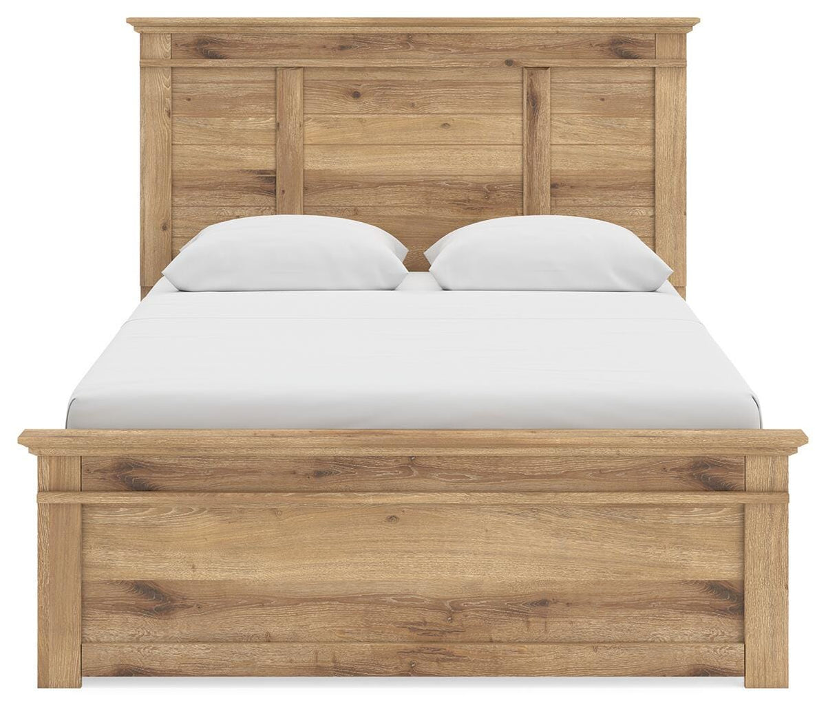 Makidern Queen Panel Bed with Storage, Dresser and Mirror