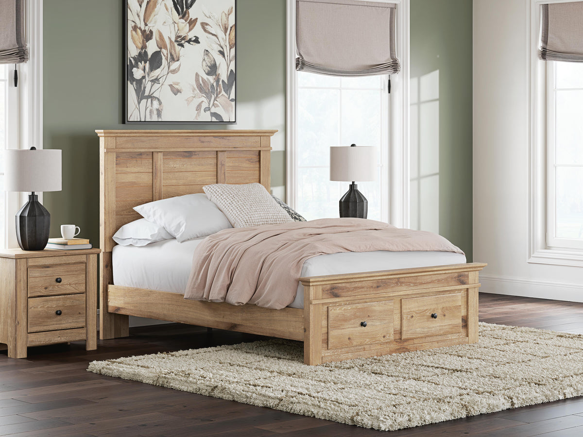 Makidern Full Panel Storage Bed, Dresser and Mirror