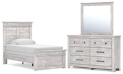 Makidern Twin Panel Bed, Dresser and Mirror