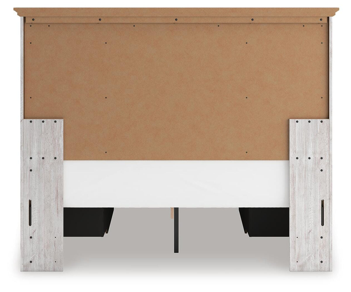 Makidern Queen Panel Bed with Storage, Dresser and Mirror