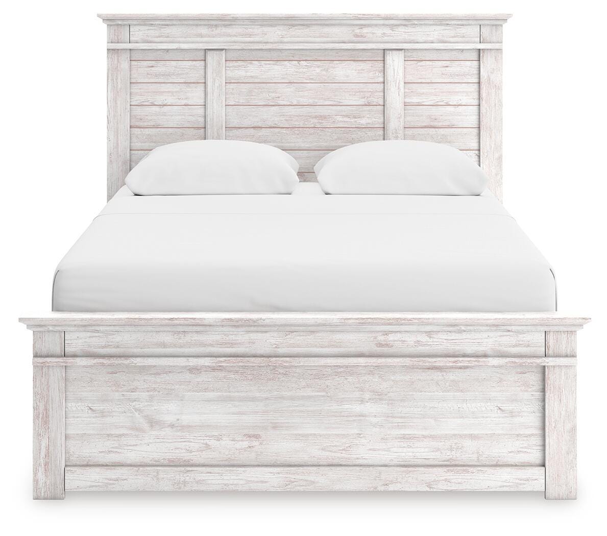 Makidern Queen Panel Bed with Storage, Dresser and Mirror
