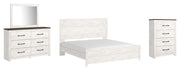 Gerridan King Panel Bed with Mirrored Dresser and Chest