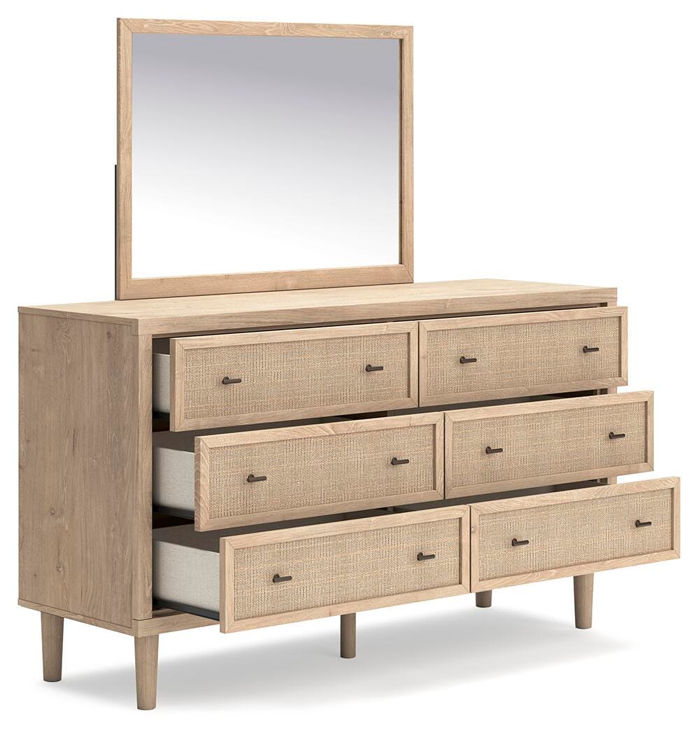 Cielden Queen Upholstered Bed, Dresser and Mirror