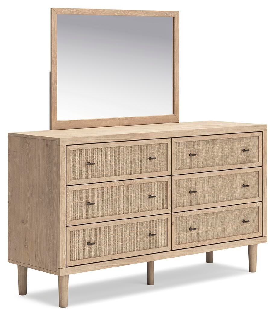 Cielden Queen Upholstered Bed, Dresser and Mirror