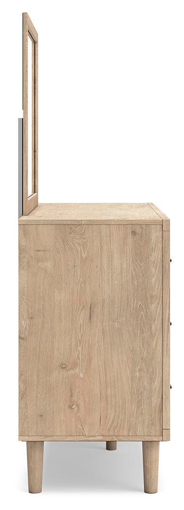 Cielden Upholstered Panel Bed Set - Mirrored Dresser, Chest and 2 Nightstands