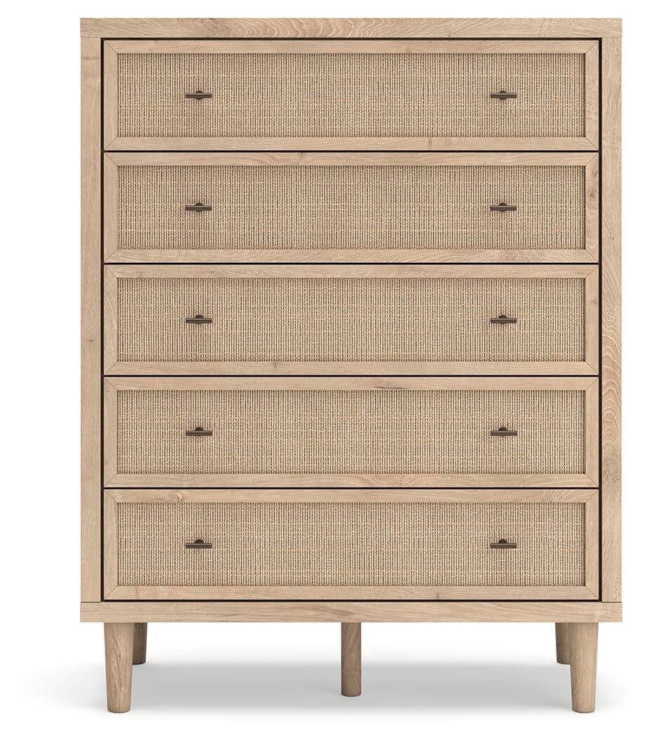 Cielden Panel Bed Set - Full, Mirrored Dresser and Chest