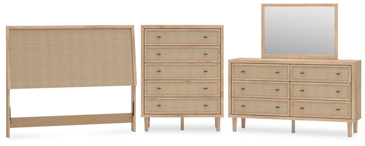 Cielden Panel Headboard Set - Queen, Dresser, Mirror and Chest