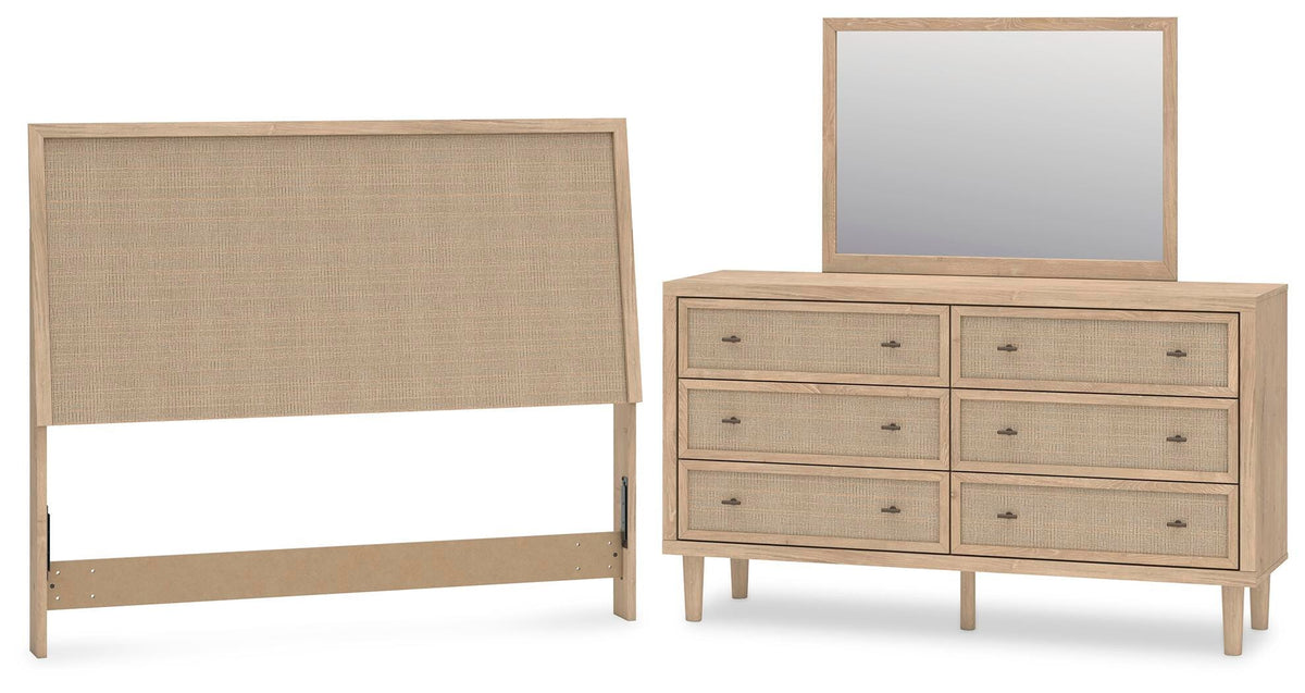 Cielden Panel Headboard Set - Queen, Dresser and Mirror