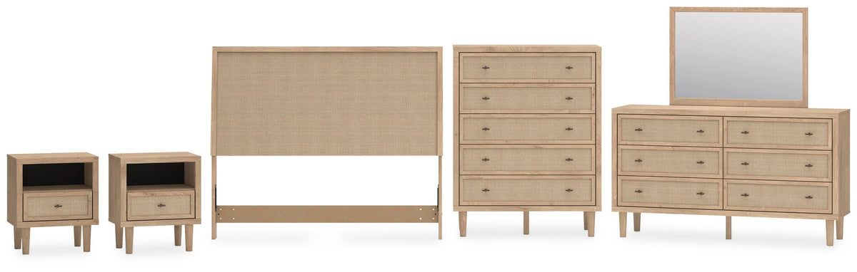 Cielden Panel Headboard Set - Queen, Dresser, Mirror, Chest and 2 Nightstands