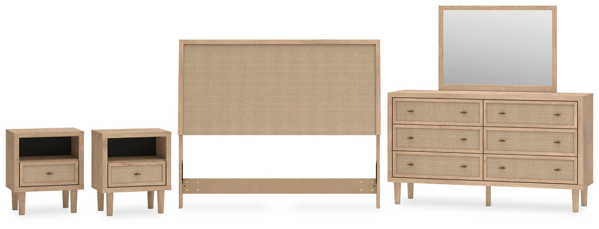 Cielden Panel Headboard Set - Queen, Dresser, Mirror and 2 Nightstands