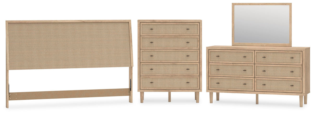Cielden Panel Headboard Set - King, Dresser, Mirror and Chest