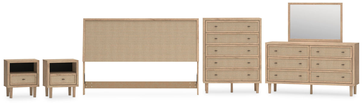Cielden Panel Headboard Set - King, Dresser, Mirror, Chest and 2 Nightstands