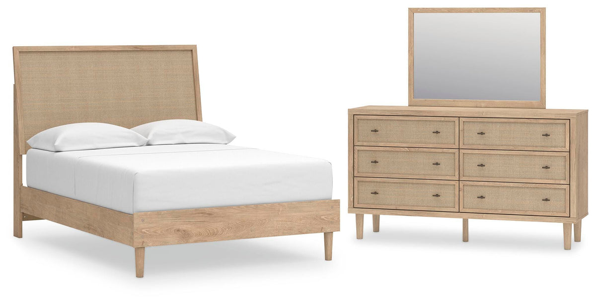 Cielden Panel Bed Set - Full, Mirrored Dresser