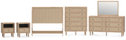 Cielden Upholstered Panel Bed Set - Mirrored Dresser, Chest and 2 Nightstands