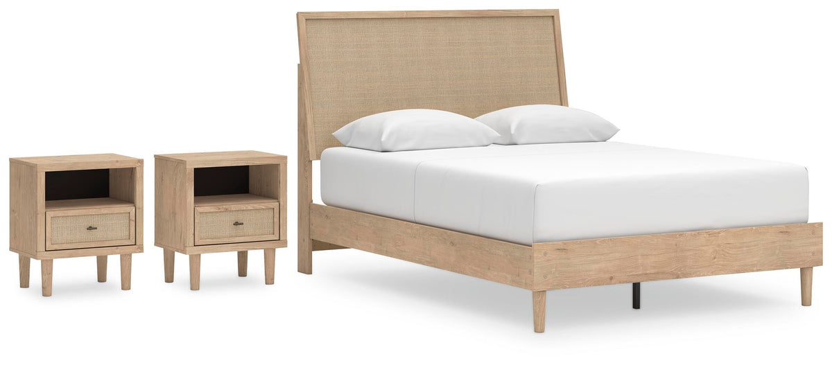 Cielden Panel Bed Set - Queen, 2 Nightstands