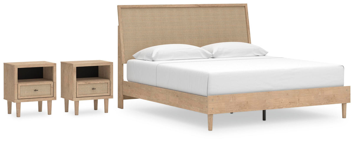 Cielden Panel Bed Set - King, 2 Nightstands
