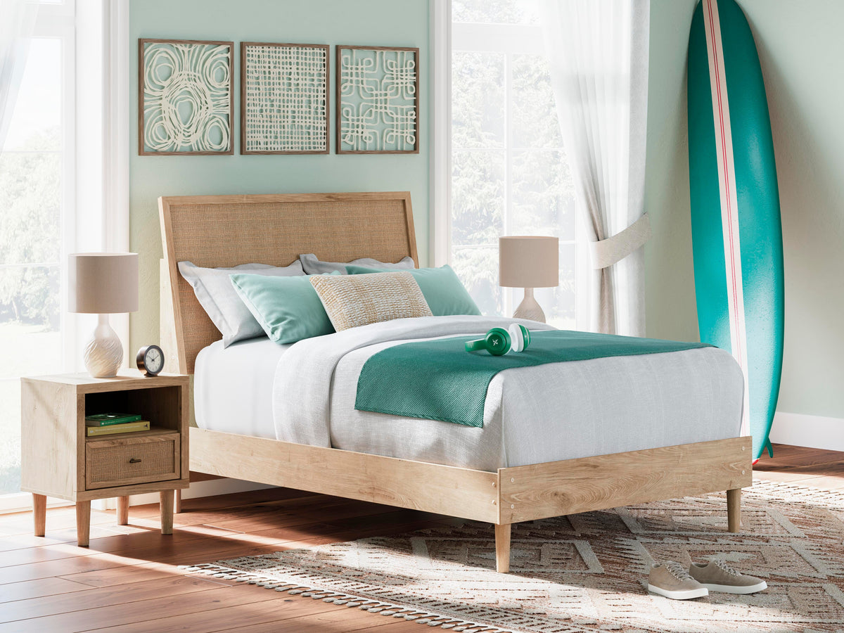 Cielden Panel Headboard Set - Full, 2 Nightstands
