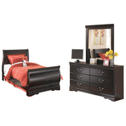 Huey Vineyard Twin Sleigh Bed with Dresser and Mirror