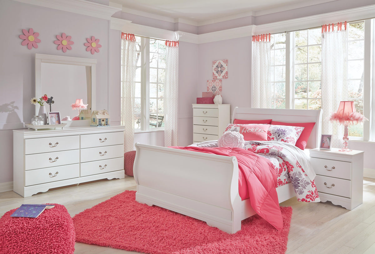 Anarasia Sleigh Headboard Set - Full, Dresser, Mirror and Chest