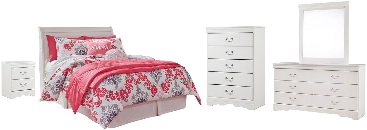 Anarasia Sleigh Headboard Set - Full, Dresser, Mirror, Chest and Nightstand