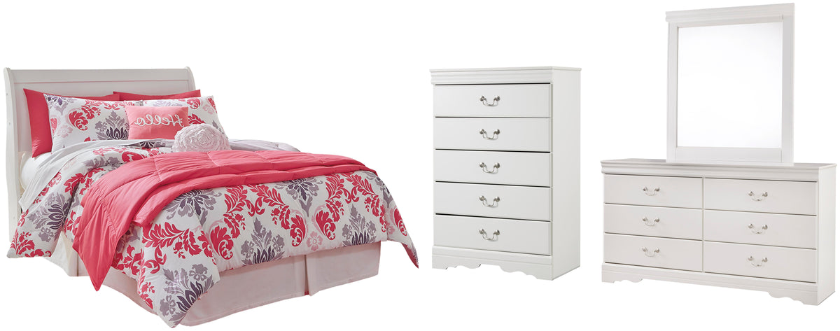 Anarasia Sleigh Headboard Set - Full, Dresser, Mirror and Chest