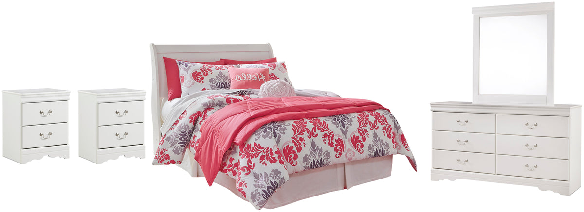 Anarasia Sleigh Headboard Set - Full, Dresser, Mirror and 2 Nightstands