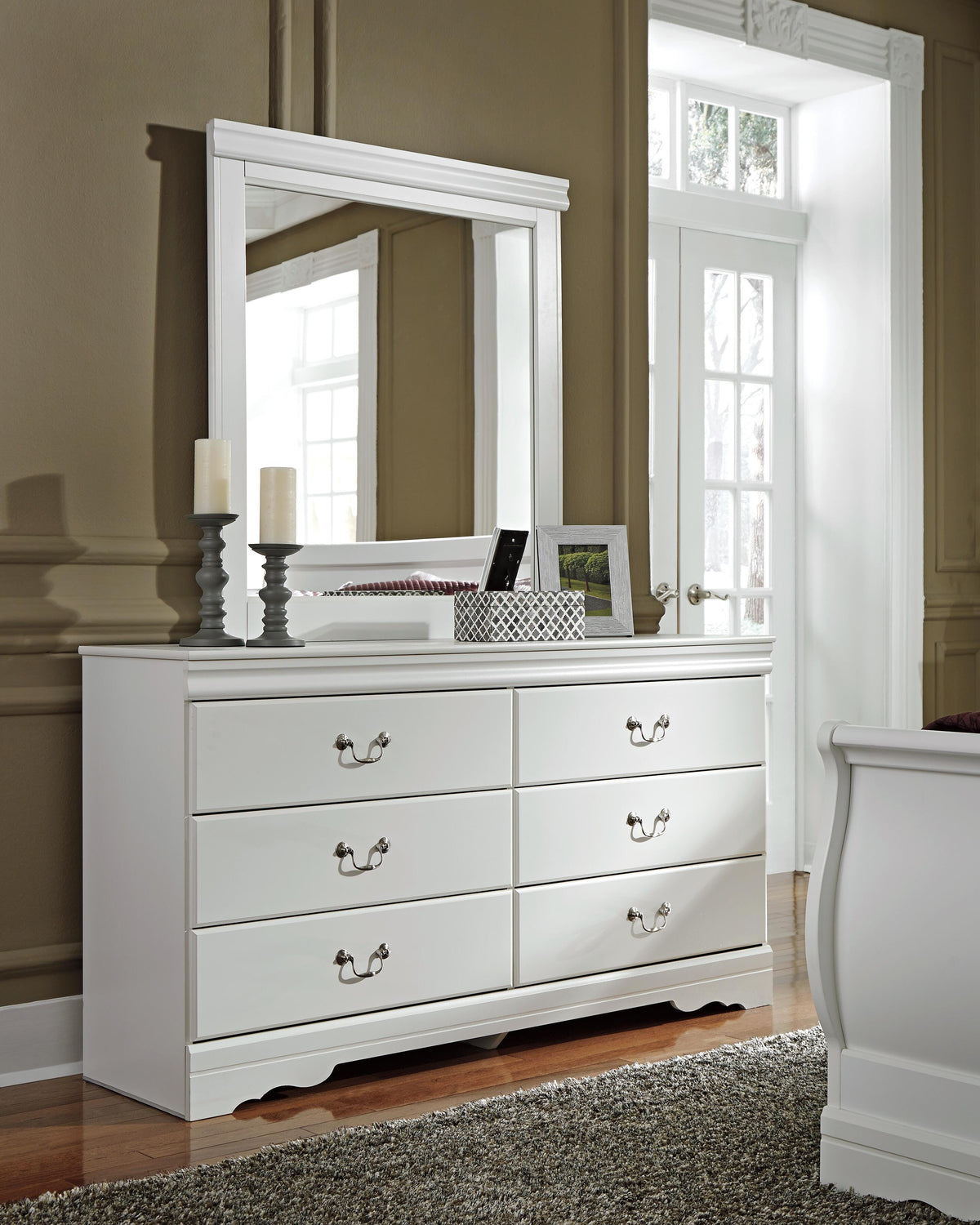 Anarasia Twin Sleigh Bed, Dresser, Mirror and Chest