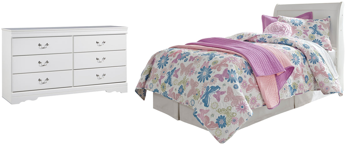 Anarasia Sleigh Headboard Set - Twin, Dresser