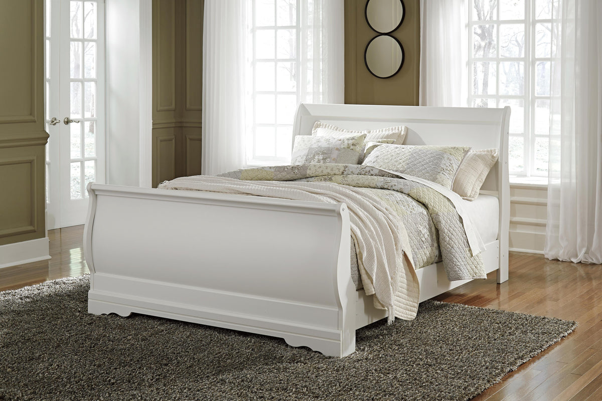 Anarasia Queen Sleigh Bed, Dresser, Mirror and Nightstand