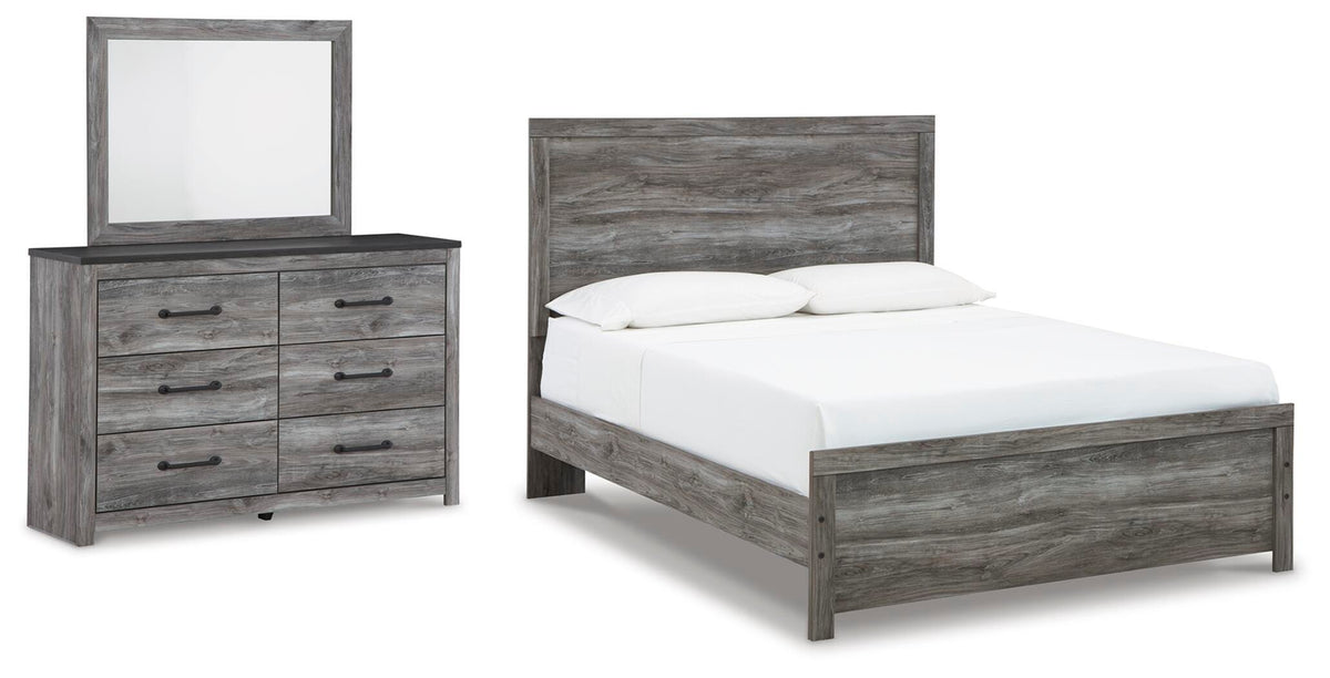 Bronyan Panel Bed Set - Queen, Mirrored Dresser