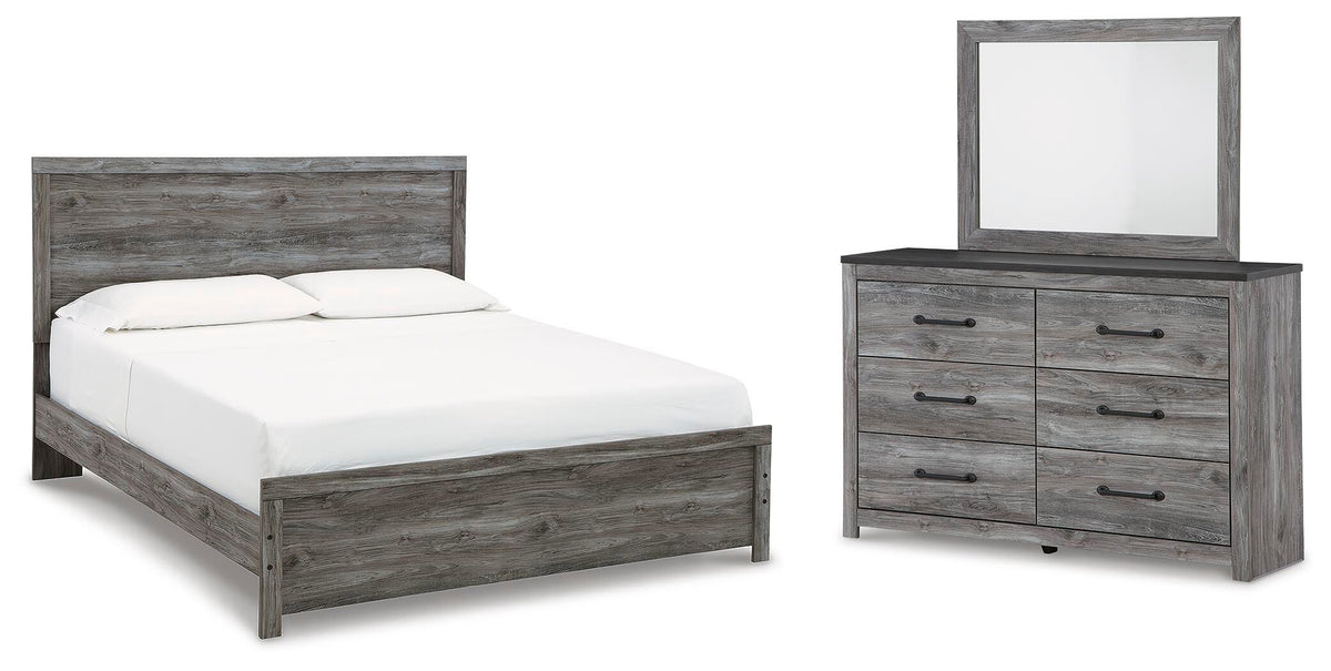 Bronyan Panel Bed Set - King, Mirrored Dresser