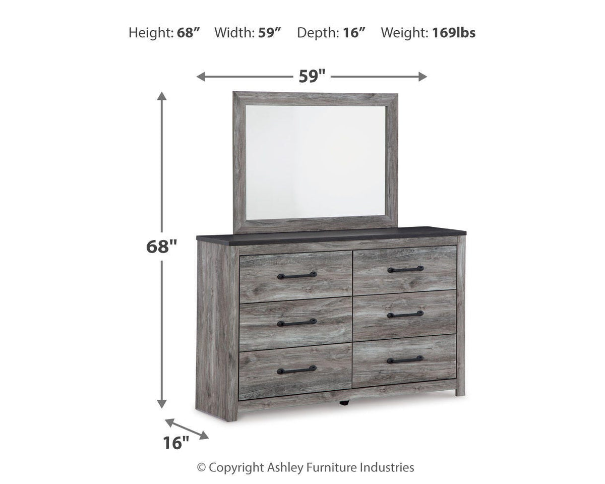 Bronyan Panel Bed Set - King, Mirrored Dresser
