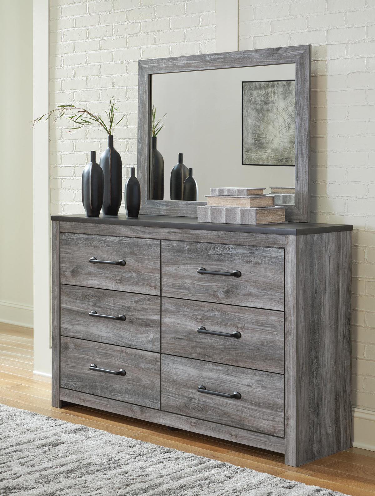 Bronyan Panel Bed Set - King, Mirrored Dresser