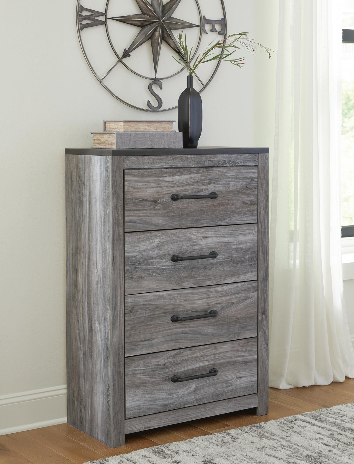 Bronyan Panel Bed Set - King, Mirrored Dresser and Chest
