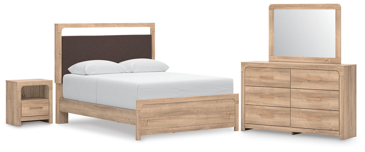Kinlanni Upholstered Platform Bed Set - Queen, Dresser, Mirror and Nightstand