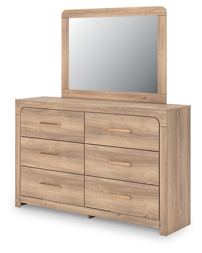 Kinlanni Queen Panel Bed, Dresser, Mirror and Nightstand