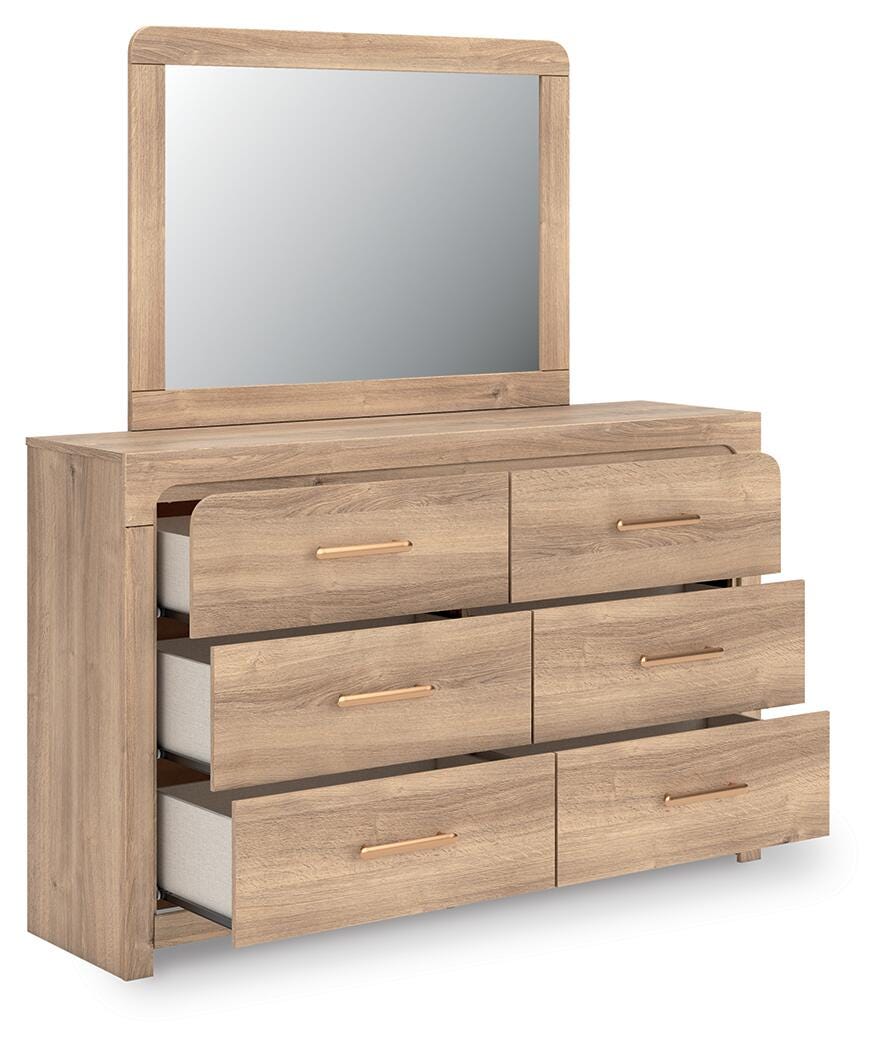 Kinlanni Queen Panel Bed, Dresser, Mirror and Nightstand