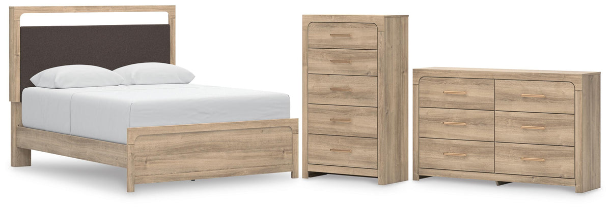 Kinlanni Upholstered Platform Bed Set - Queen, Dresser and Chest