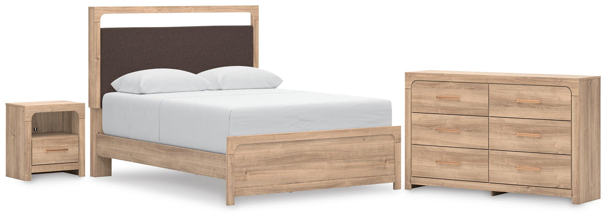 Kinlanni Upholstered Platform Bed Set - Queen, Dresser and Nightstand
