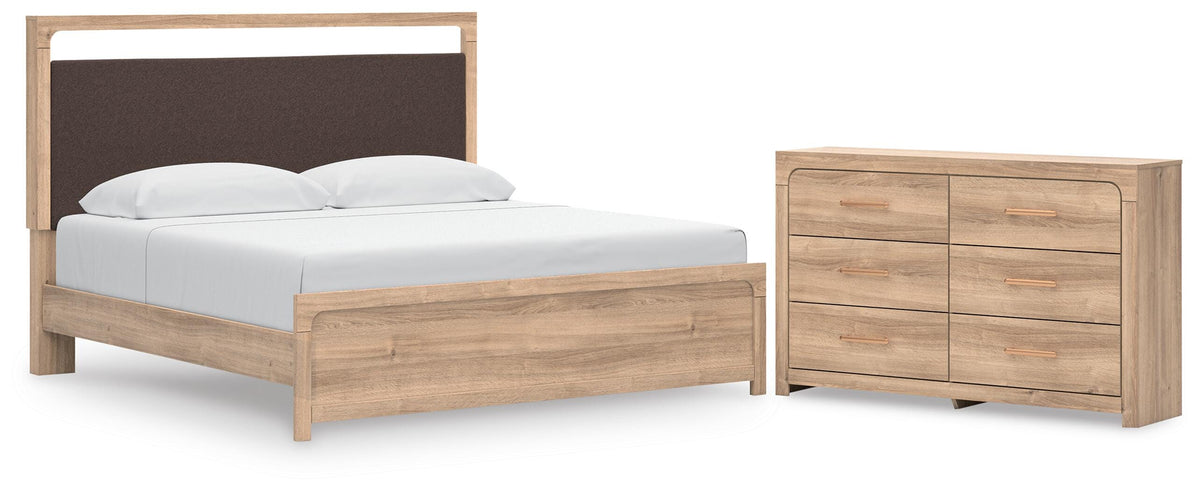 Kinlanni Upholstered Platform Bed Set - King, Dresser
